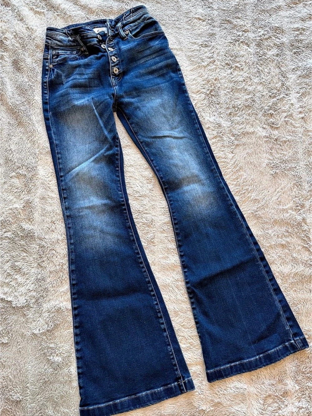 KanCan Wide Leg Jeans in Blue Waist 4